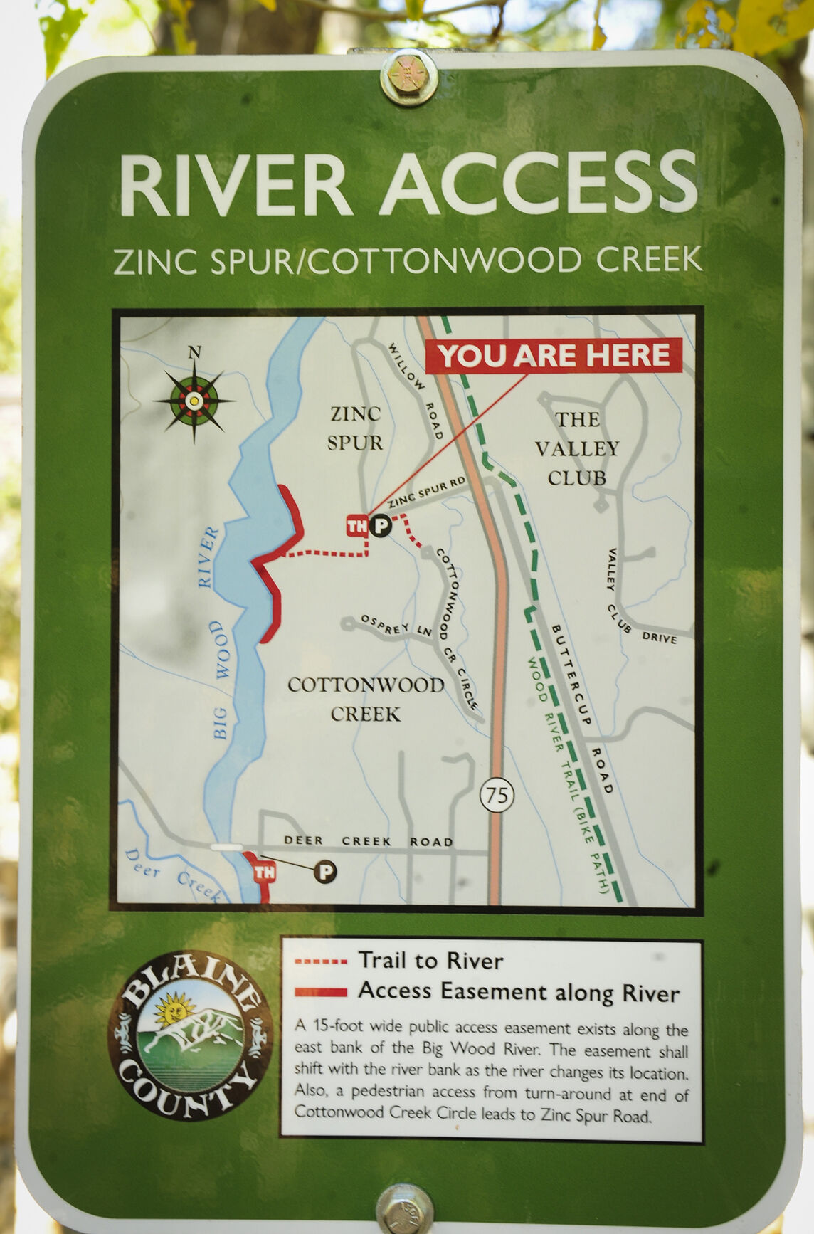 River access sign